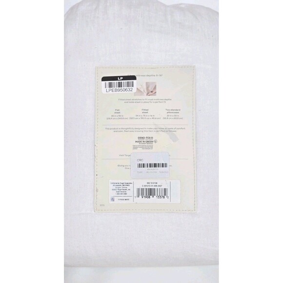 Casaluna 100% Linen Fresh White Full Size 4 Piece Sheet Set New - Picture 6 of 7